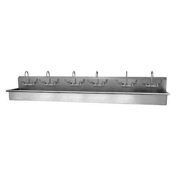 Wall Mount, 12 Hole, Wrist Blade Handles, Stainless, Wash Station