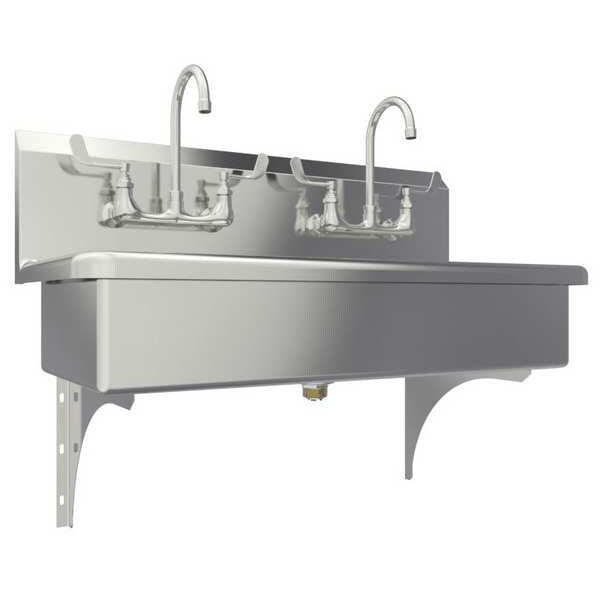 Wall Mount, 4 Hole, Wrist Blade Handles, Stainless, Wash Station