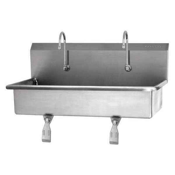 Wall Mount, 2 Hole, Single Knee Pedal, Stainless, Wash Station