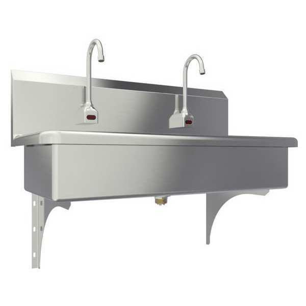 Wall Mount, 2 Hole, Sensor, Silver, Wash Station