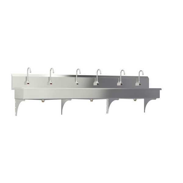 Wall Mount, 6 Hole, AC Sensor, Stainless, Wash Station