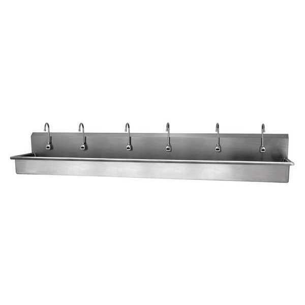 Wall Mount, 6 Hole, Battery Sensor, Stainless, Wash Station