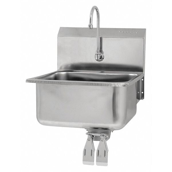 Hand Sink, 21 in. L, Double Knee Pedal
