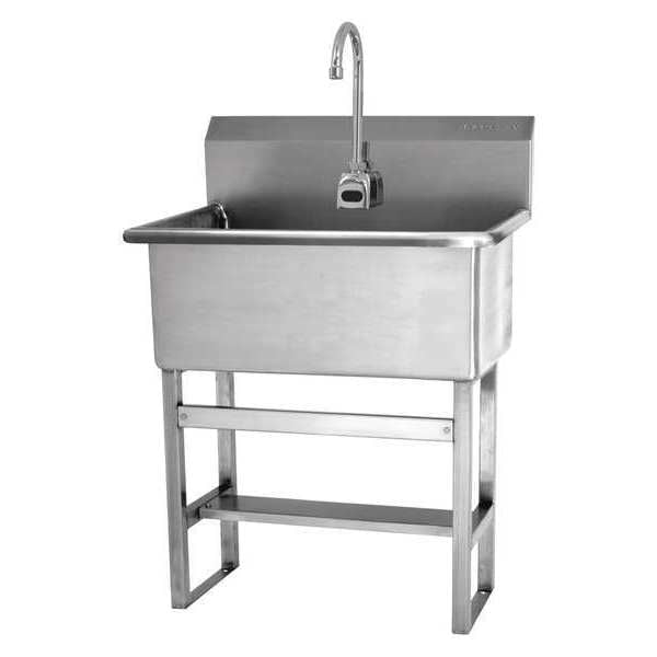 Floor Mount, 1 Hole, AC Sensor, Stainless, Scrub Sink