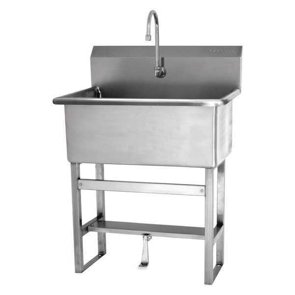 Floor Mount, 1 Hole, Single Foot Pedal, Stainless, Scrub Sink