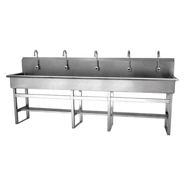 Floor Mount, 5 Hole, AC Sensor, Stainless, Wash Station