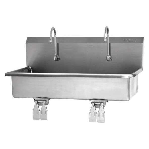 Wall Mount, 2 Hole, Double Knee Pedal, Stainless, Wash Station