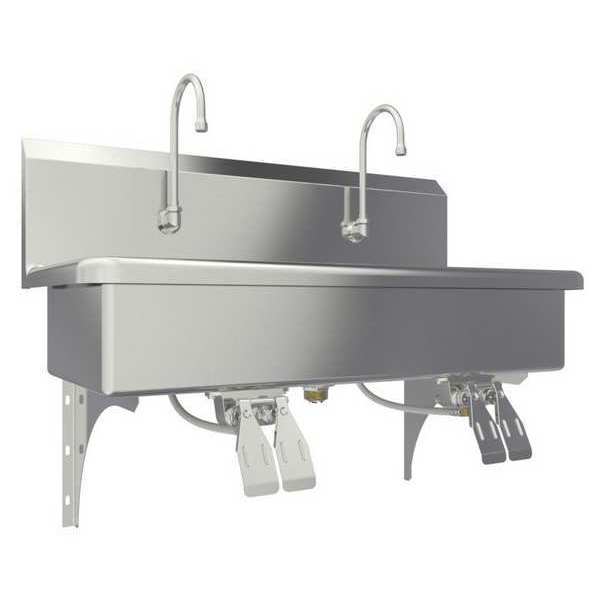 Wall Mount, 2 Hole, Double Knee Pedal, Stainless, Wash Station