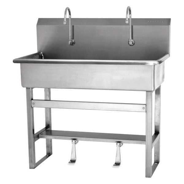 Floor Mount, 2 Hole, Single Foot Pedal, Stainless, Wash Station