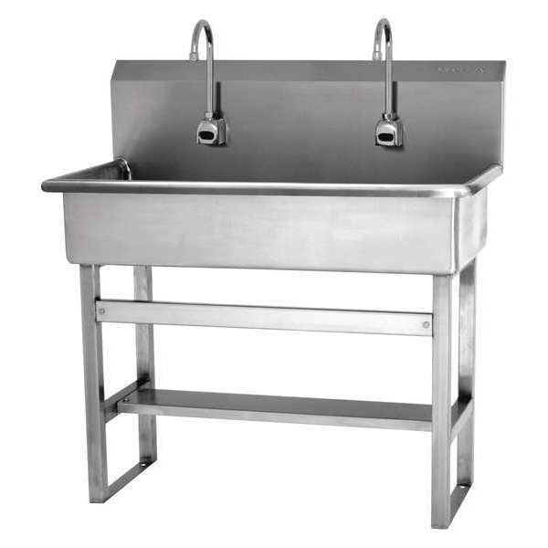 Floor Mount, 2 Hole, AC Sensor, Stainless, Wash Station