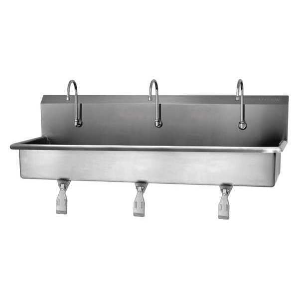 Wall Mount, 3 Hole, Single Knee Pedal, Stainless, Wash Station