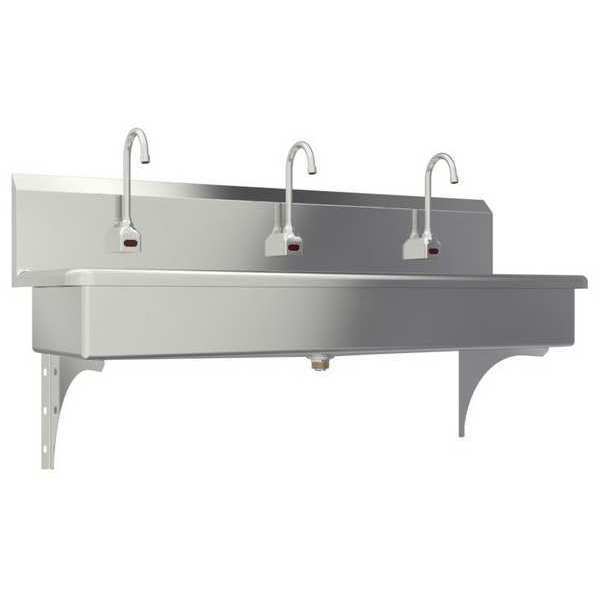 Wall Mount, 3 Hole, AC Sensor, Stainless, Wash Station