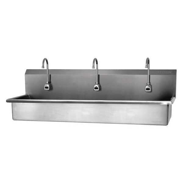 Wall Mount, 3 Hole, Battery Sensor, Stainless, Wash Station