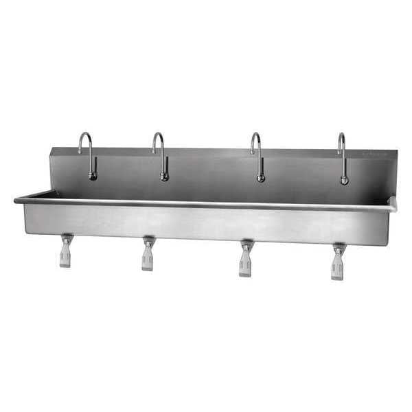 Wall Mount, 4 Hole, Single Knee Pedal, Stainless, Wash Station