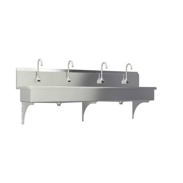 Wall Mount, 4 Hole, Sensor, Silver, Wash Station