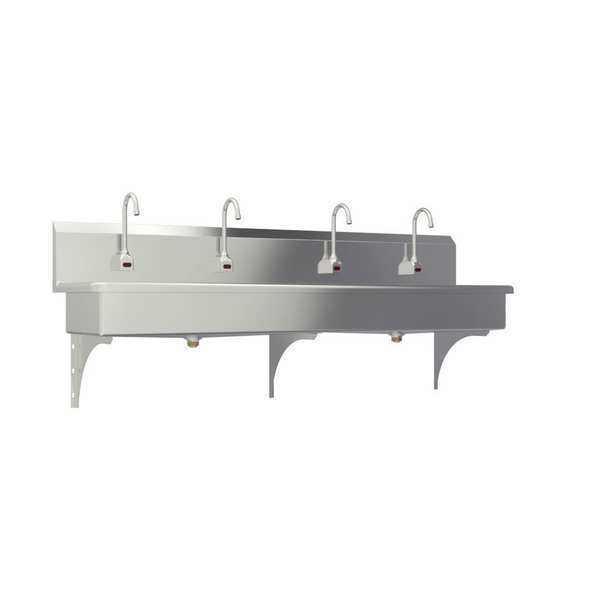 Wall Mount, 4 Hole, Sensor, Silver, Wash Station