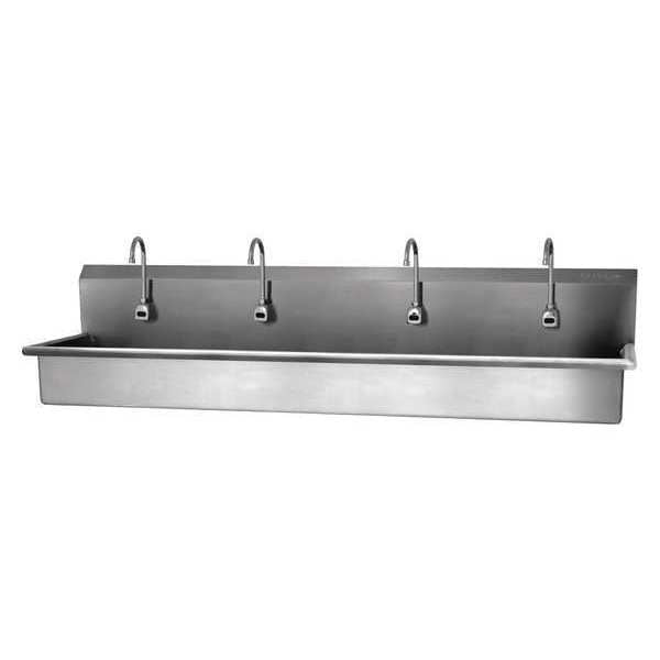 Wall Mount, 4 Hole, Battery Sensor, Stainless, Wash Station