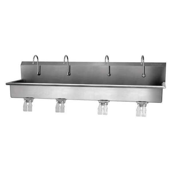 Wall Mount, 4 Hole, Double Knee Pedal, Stainless, Wash Station