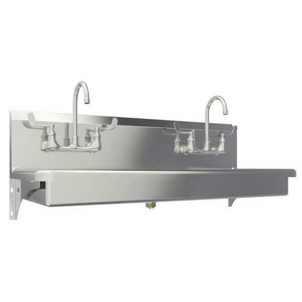 Wall Mount, 4 Hole, Manual, Stainless, Wash Station