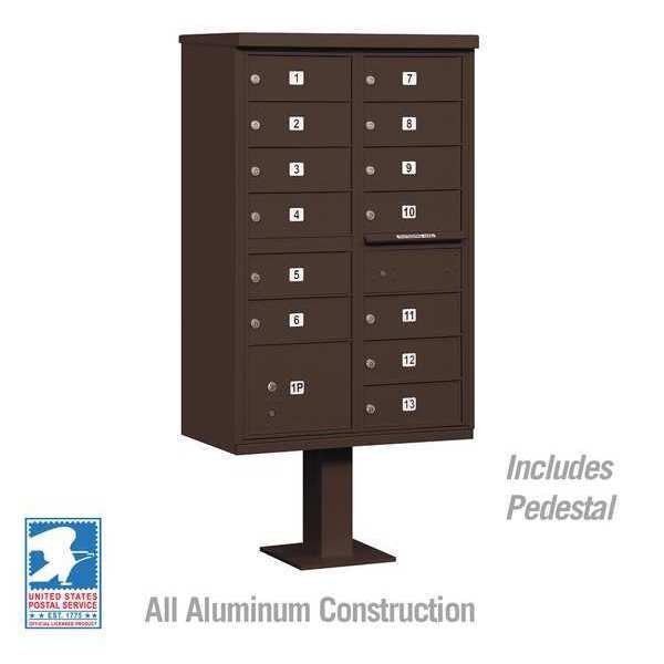 Cluster Box Unit, Bronze, Powder Coated, 14 Doors, Pedestal, 4 Type