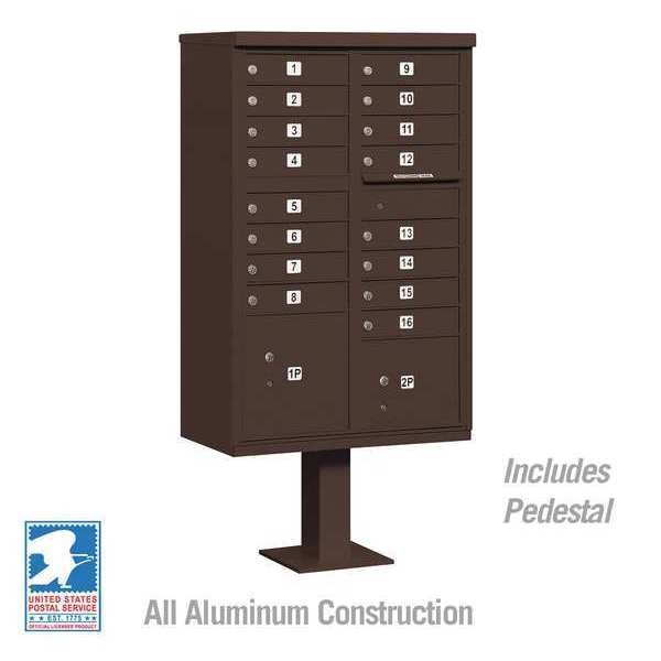 Cluster Box Unit, Bronze, Powder Coated, 18 Doors, Pedestal, 3 Type