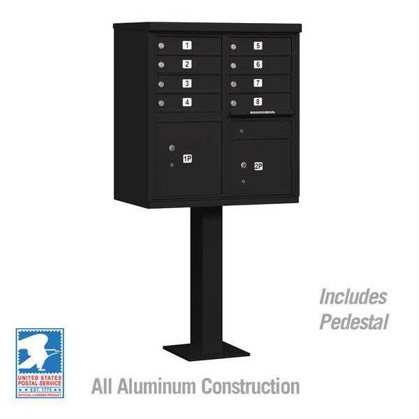 Cluster Box Unit, Black, Powder Coated, 10 Doors, Pedestal, 1 Type