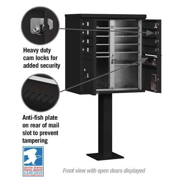 Cluster Box Unit, Black, Powder Coated, 10 Doors, Pedestal, 1 Type
