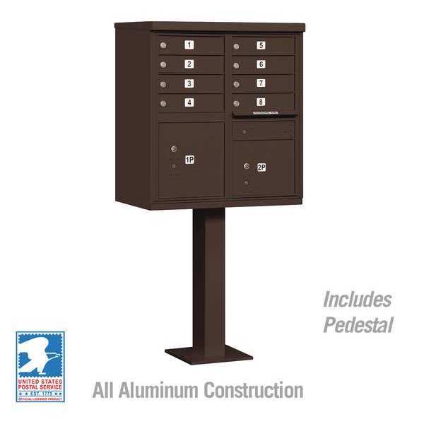 Cluster Box Unit, Bronze, Powder Coated, 10 Doors, Pedestal, 1 Type