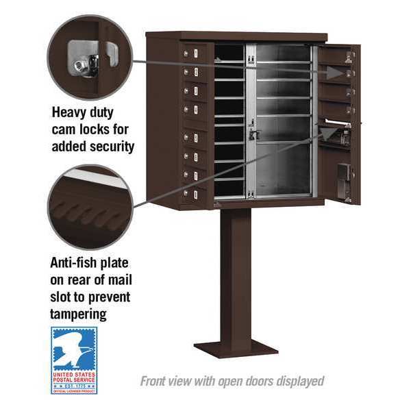 Cluster Box Unit, Bronze, Powder Coated, 13 Doors, Pedestal, 2 Type