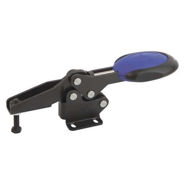 Toggle Clamp Horizontal With Safety Lock, Foot Horiz. F1=2000, Clamping Spindle M08X45, Steel, Blue