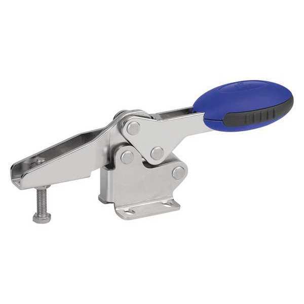 Toggle Clamp Horizontal, Foot Horiz. F1=1350, Clamping Spindle M06X35, Stainless Steel, Blue