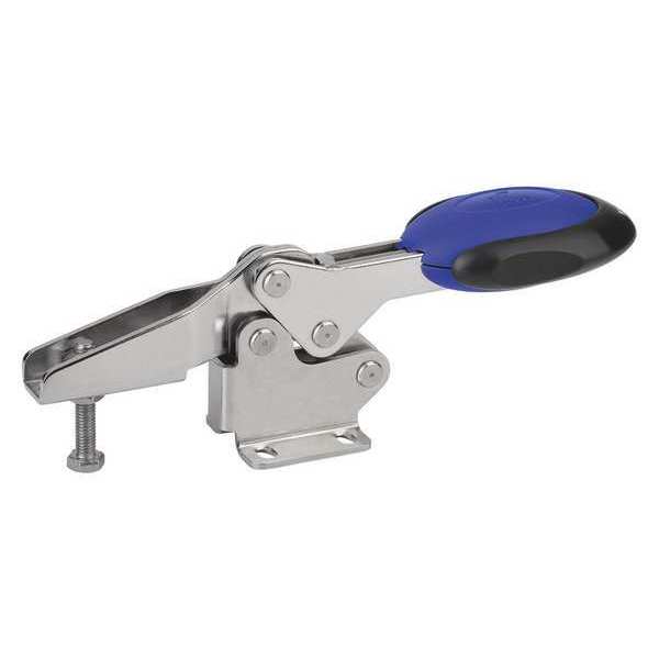 Toggle Clamp Horizontal With Safety Lock, Foot Horiz. F1=2000, Clamping Spindle M08X45, Blue