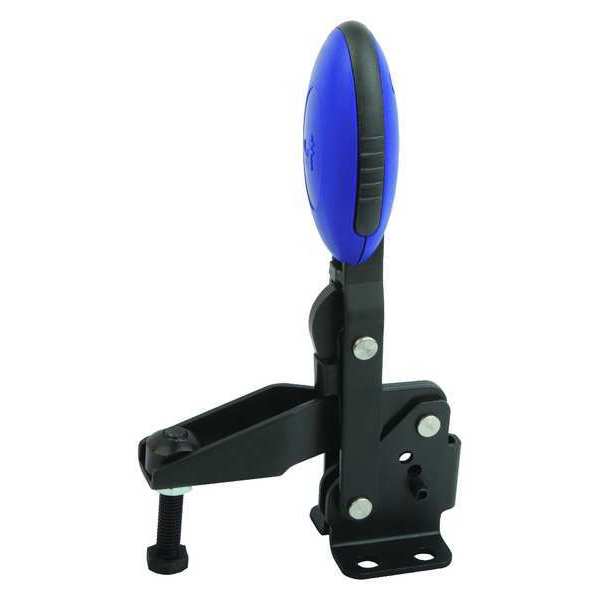 Toggle Clamp Vertical, Foot Horiz., Steel Nitrocarb and Oxidized, Blue