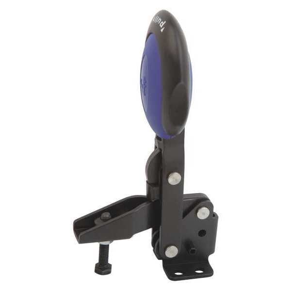 Toggle Clamp Vertical With Safety Lock, Foot Horiz., Steel Nitrocarb and Oxidized, Blue