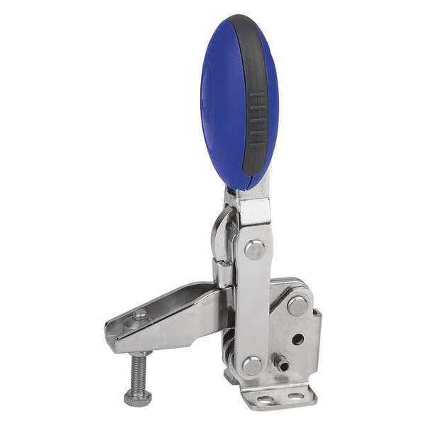 Toggle Clamp Vertical, Foot Horiz., Stainless Steel Bright, Blue