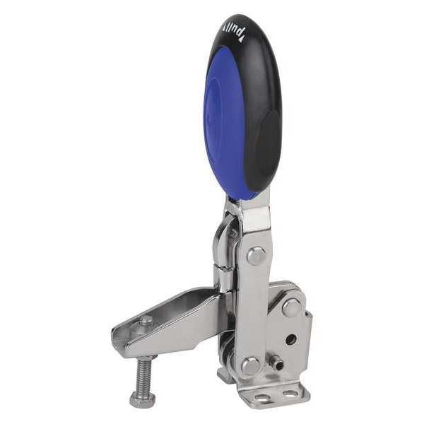 Toggle Clamp Vertical With Safety Lock, Foot Horiz., Stainless Steel Bright, Blue