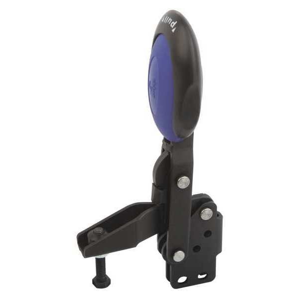 Toggle Clamp Vertical With Safety Lock, Foot Vert. F1=2500, Clamping Spindle M10X55, Steel, Blue