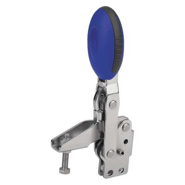 Toggle Clamp Vertical, Foot Vert. F1=750, Clamping Spindle M05X25, Stainless Steel, Blue