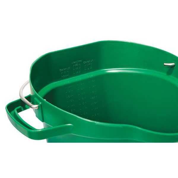 5 1/4 gal Round Hygienic Bucket, 15 in H, 14 1/8 in Dia, Green, Polypropylene/Stainless Steel