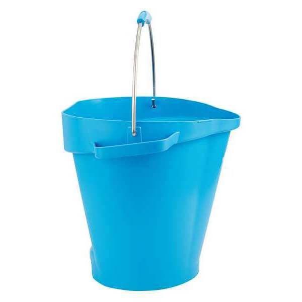 5 gal. Round Hygienic Bucket, 15 in H, 14 1/8 in Dia, Blue, polypropylene