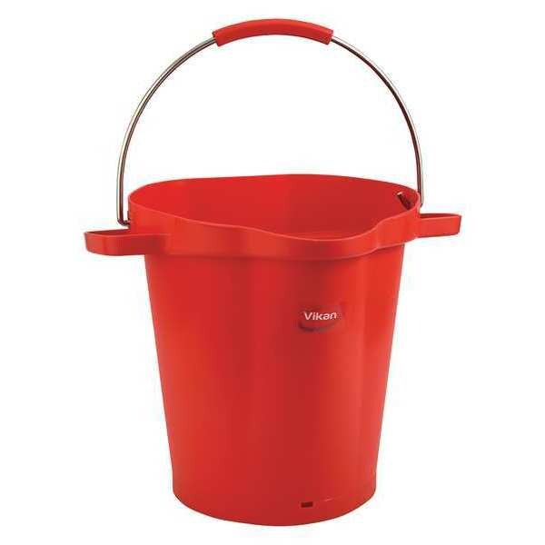 5 gal. Round Hygienic Bucket, 15 in H, 14 1/8 in Dia, Red, polypropylene