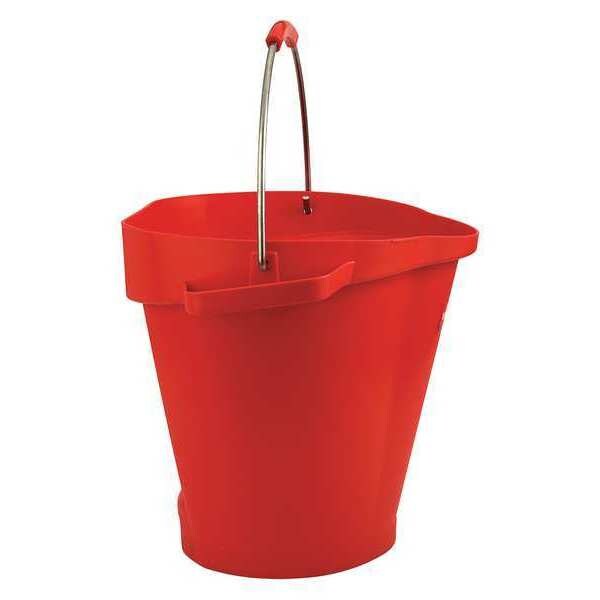 5 gal. Round Hygienic Bucket, 15 in H, 14 1/8 in Dia, Red, polypropylene