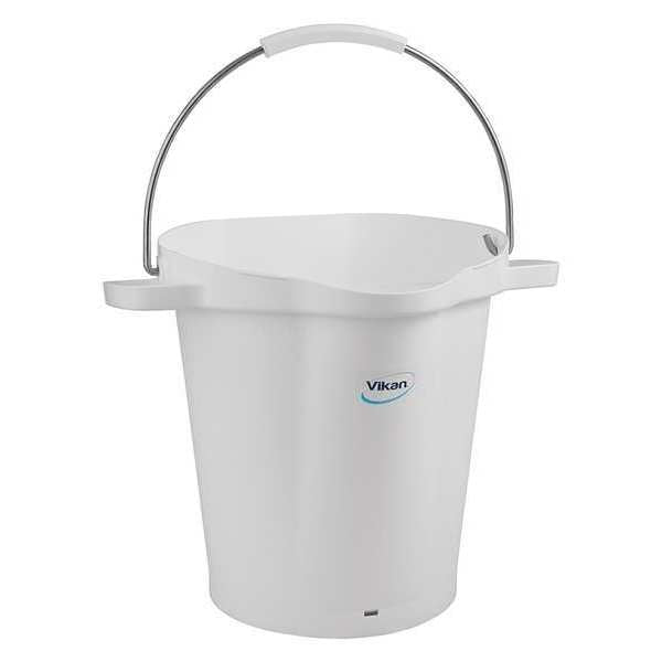 5 gal. Round Hygienic Bucket, 15 in H, 14 1/8 in Dia, White, polypropylene