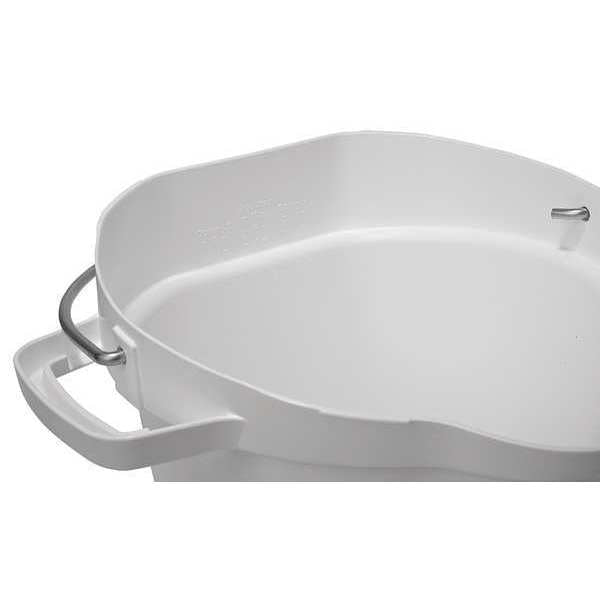 5 gal. Round Hygienic Bucket, 15 in H, 14 1/8 in Dia, White, polypropylene