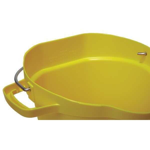 5 1/4 gal Round Hygienic Bucket, 15 in H, 14 1/8 in Dia, Yellow, Polypropylene/Stainless Steel