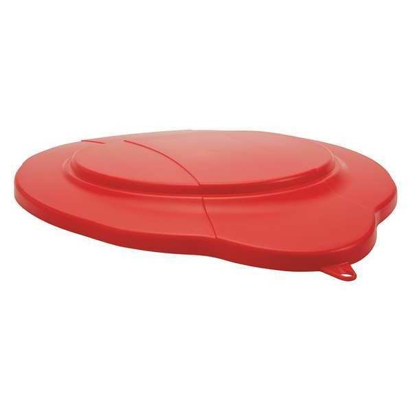 Round Pail Lid, 14 39/64 in Dia, Red, Polypropylene