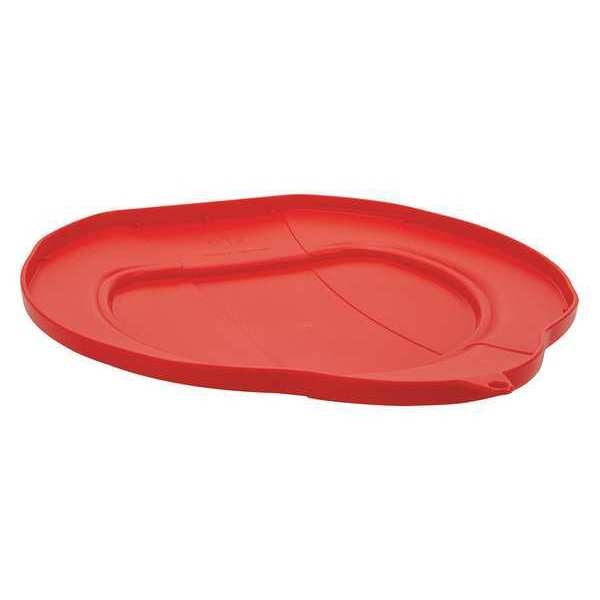 Round Pail Lid, 14 39/64 in Dia, Red, Polypropylene