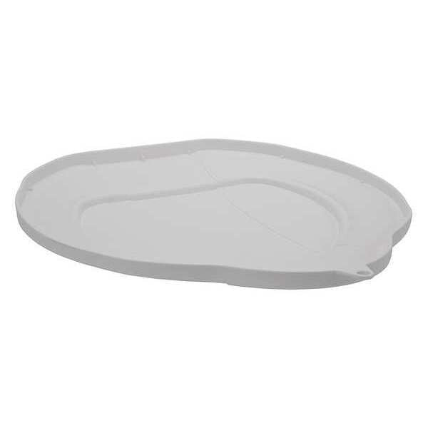 Round Pail Lid, 14 39/64 in Dia, White, Polypropylene