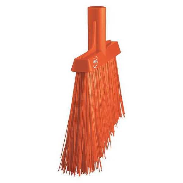 11 51/64 in Sweep Face Angle Broom, Stiff, Synthetic, Orange