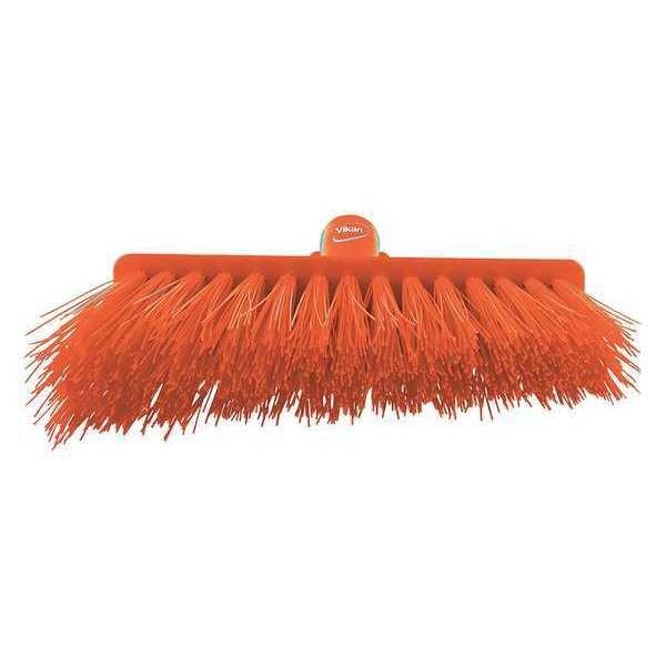 11 51/64 in Sweep Face Angle Broom, Stiff, Synthetic, Orange